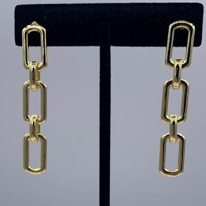 New, no tags, 2 inch18 Karat gold filled chain drop earrings, articulate…